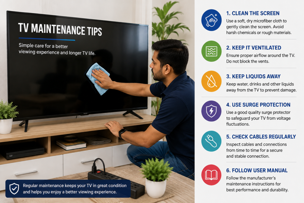 TV maintenance tips for proper screen cleaning and care