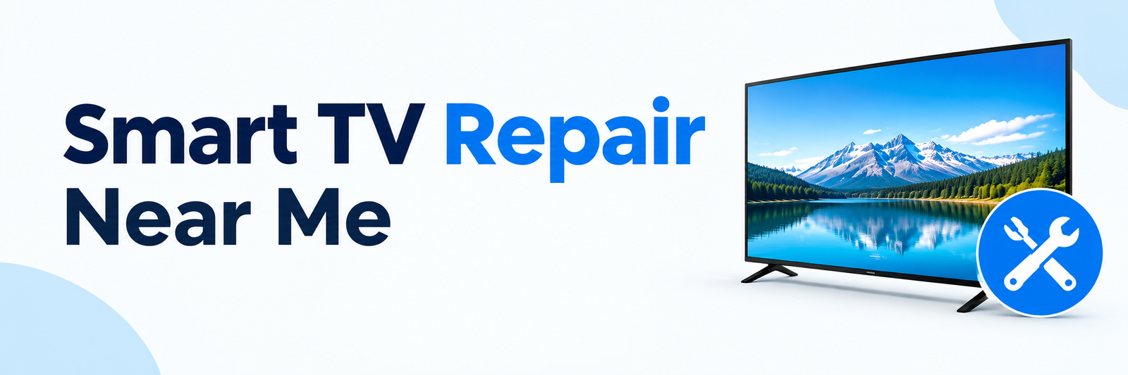 Smart TV Repair Near Me service banner featuring a modern television and repair tools
